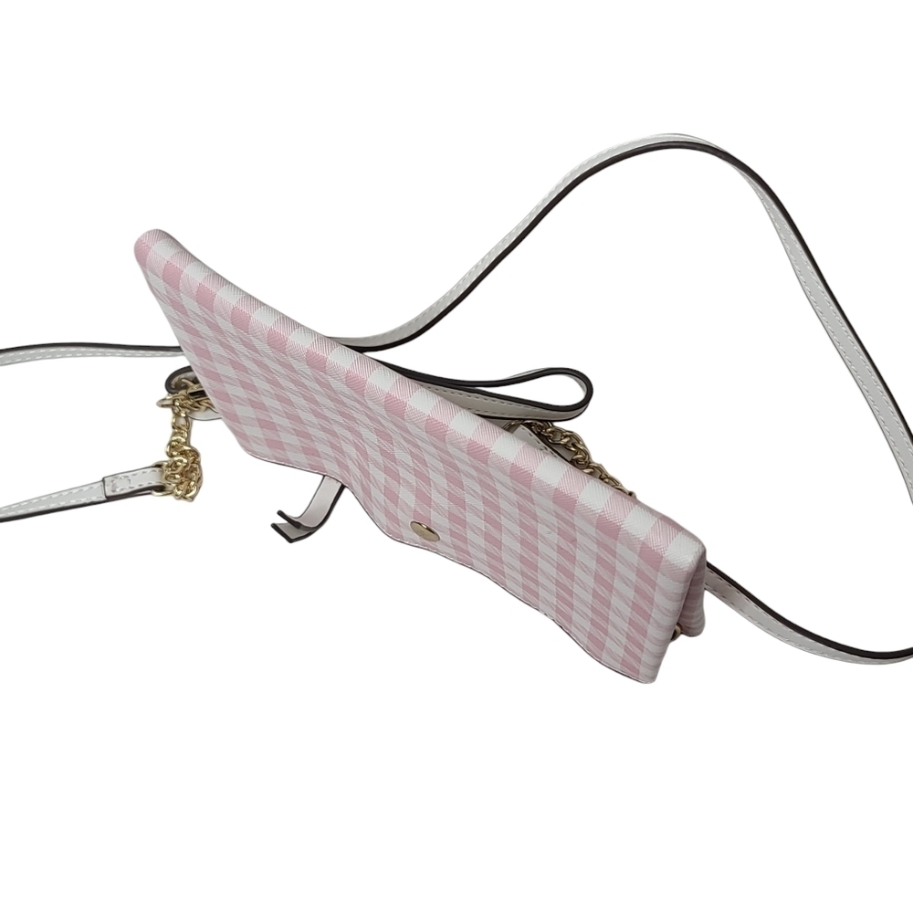 Nanette Lepore Plaid Pink White Crossbody Wristlet Bag - Picture 9 of 12
